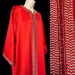 Vintage Red Silk with Gold Brocade Hand Made 1960’s Hostess Kaftan Kimono 1 Size